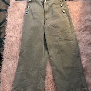 Oat New York Women's Wide-Leg Jeans in Olive Green